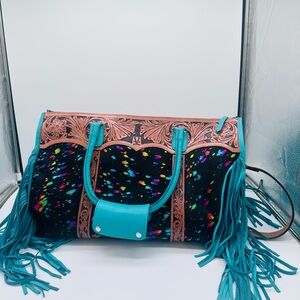 Colorful Western Fringe Weekender Tote